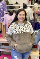 Leopard with Taupe Sherpa